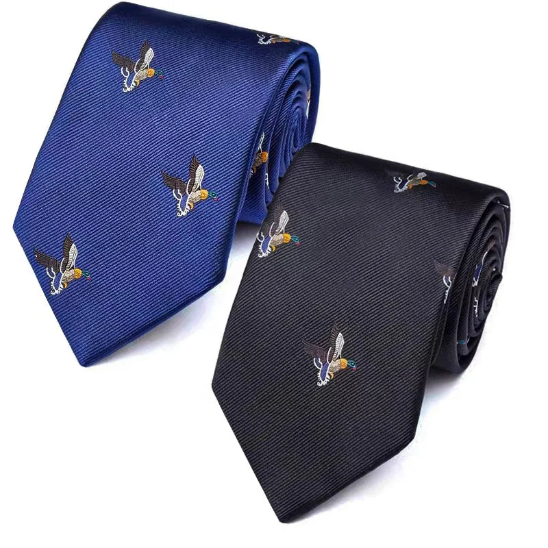 Italian Brands 8cm Microfiber Mens Neck Tie New Design Black Royal Blue Embroidered Animal Bird Floral Bow Ties for Business Men