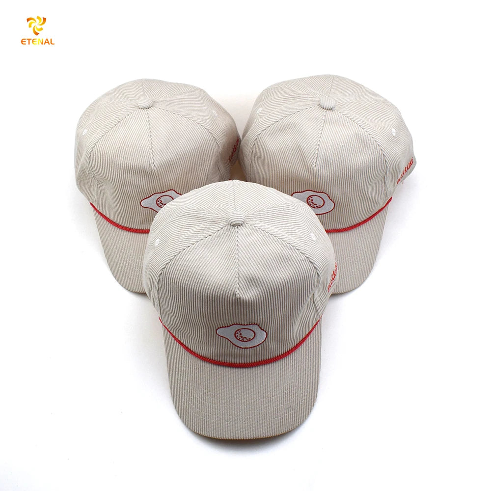 Custom Embroidery Logo Leopard Dot Oxford Dobby Rope Breathable Waterproof Hat Curved Brim Unstructured Snapback Cap 5 Panel