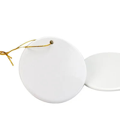 3 Inch Round Circle Custom Sublimation Blank Ceramic Christmas Ornaments Flat Christmas Ornament