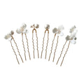 Lovely Cute Ceramic Flower Shell Pearl Floral Hair Pin and Earring Set Accessories Bridal Hair Jewelry  for Wedding Women Girls