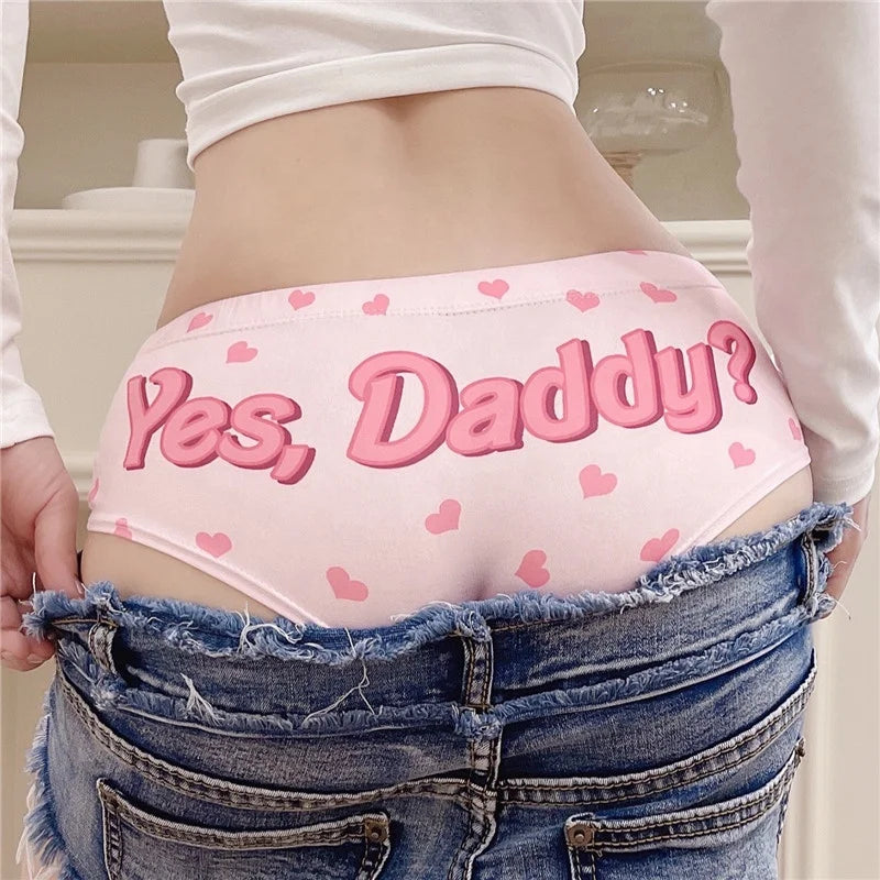 Factory Hot Selling Women's Kawaii 3D Panties XL Seamless Yes Daddy Hearts Funny Print Lovely Push up Briefs Lingerie Thong