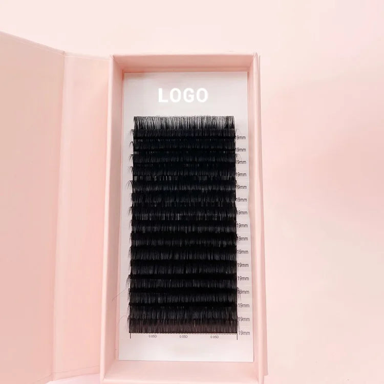 Custom Private Label Mink Vendor Magnetic Lash Box Ellipse Lashes Easy Volume Fans Lashes Self Fanning Eyelash Extensions