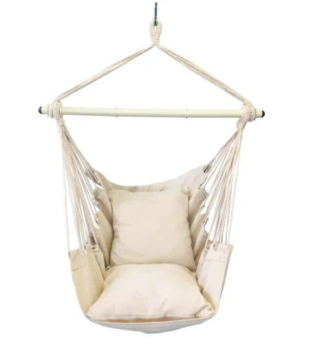 Woqi Best Wholesale Top Seller Hanging Polyester Cotton Rope Camping with Wood bar Travel Furniture Swing Hammock Chair