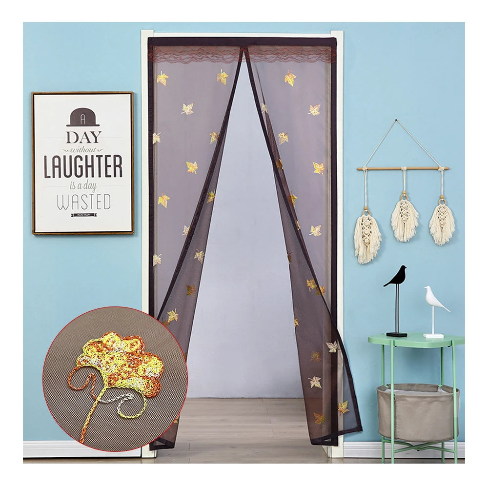 Vintage Pattern Built-In Mosquito Door Net with Full Light Shading and All-Season Use for Bay Windows and Doors