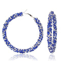 Fashion Jewelry 2026 Alloy Big Circle Earrings Silver Diamond Rhinestone Glitter Purple Hoop Earrings for Women