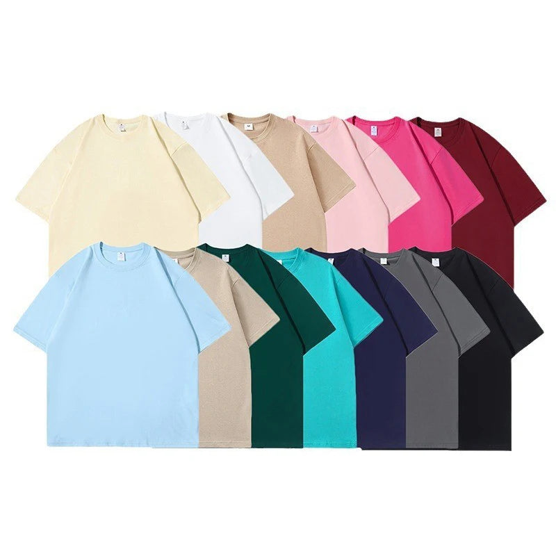 Wholesale Mens Oversized Heavyweight Crew Neck Tshirts Blank Short Sleeve T-Shirt Men Women Plain Cotton Printing T Shirts