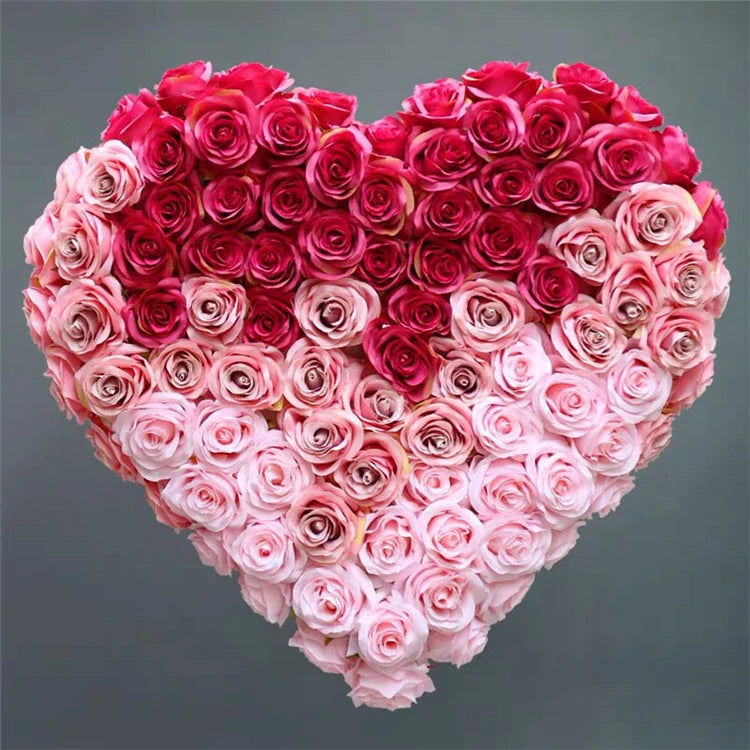 L06250 Customized Wedding Backdrop Background Decoration Heart Shape Artificial Silk Rose Flower Wall Panel Flower Wall Backdrop