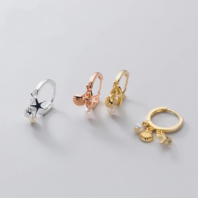 2022 Summer Earrings Jewelry Cute Pearl Charms 925 Sterling Silver Small Hoop Earrings