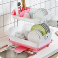 2 Layers Dish Drainer Plate Rack Kitchen Organizer Over Sink Dish Drying Rack Plastic Kitchen Item Dish Rack Drainer