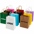Custom Printed Your Own Logo Wholesale Gift Food Grocery Brown Handle Kraft White Paper Bags