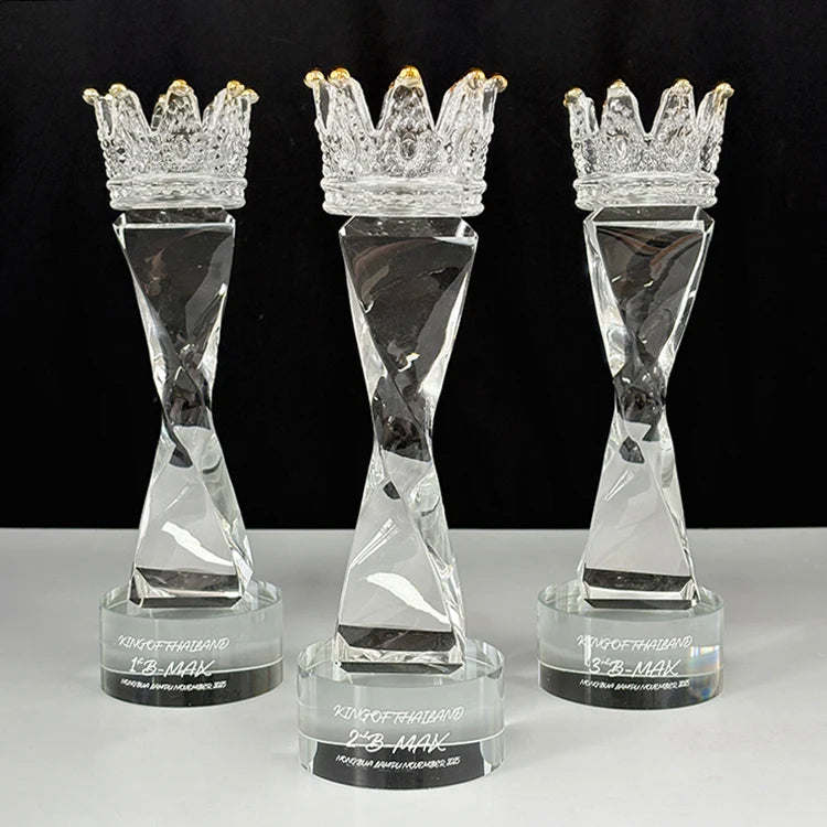 Personalized Crystal Crown Event Crystal Trophy Award with Round Base MH-J0632