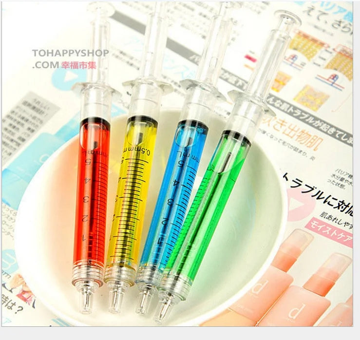Novelty Injection Needle Pen Creative Cartoon Cute Kawaii Syringe Ball Pen for Kids Gifts