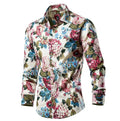 Men's Casual Fashionable Long Sleeved Shirts Floral Print Shirt Beach Style Oversized Shirts