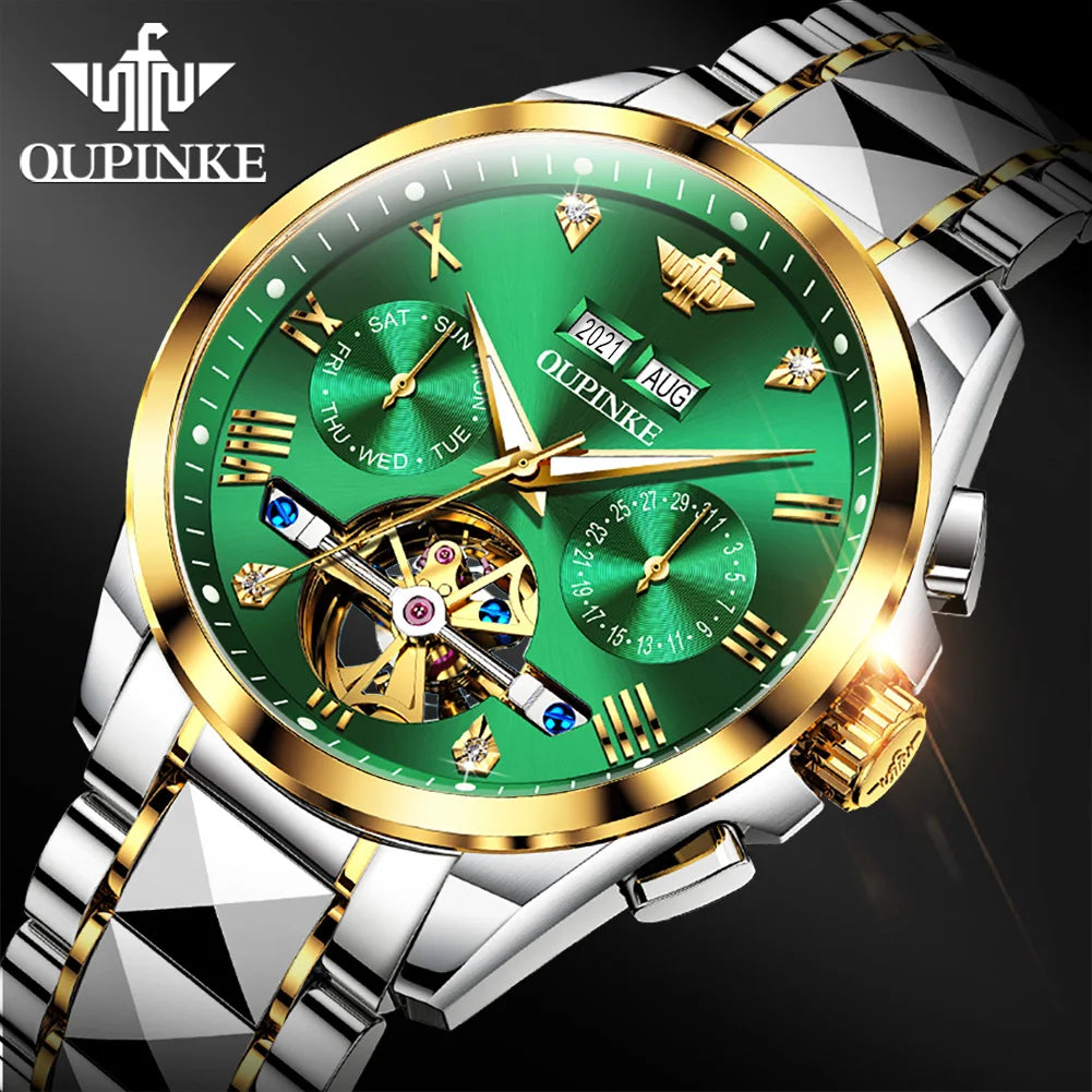 OUPINKE 3186 Oem Custom Luxury Top Quality Men Automatic Stainless Steel Night Vision Sapphire Mirror Mens MeMechanical Watches