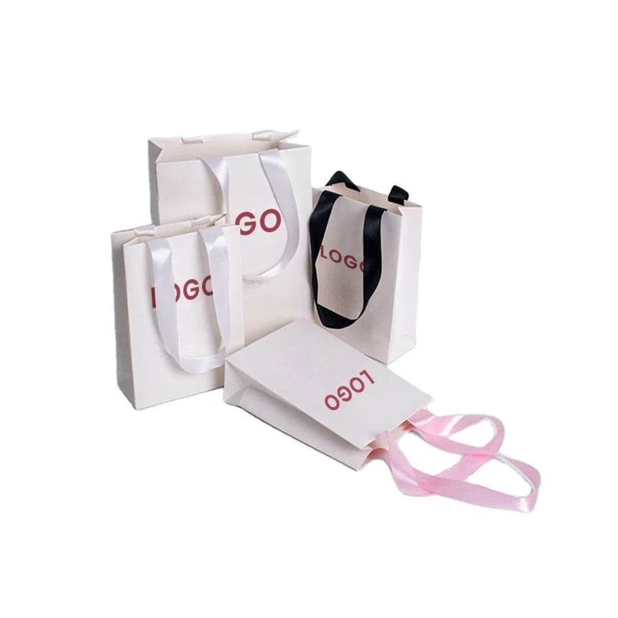 Wholesale Shopping Bulk Paper Gift Bags With BowKraft Square Bottom Paper Gift Bags With Handles