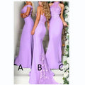 3D Hand Made Flowers Lilac Bridesmaid Dresses Long Mermaid Halter Wedding Guest Dress Party Dress Maid of Honor Gowns MB458