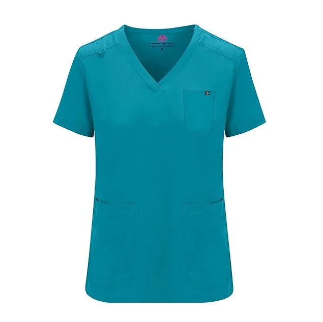 Wholesale Women's Cool Stretch V-Neck Top  Pant Scrub Set Premium Quick Drying Hospital Uniform