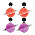 Fantastic Outer Space Gorgeous Colored Planet Glitter Acrylic Pendant Drop Earrings for Teachers' Fashion Accessory
