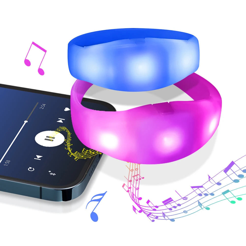 Flashing Wristband Voice Controlled Multicolor Change Sound Activated LED Bracelet RGB Lights Plastic Eco-Friendly Party