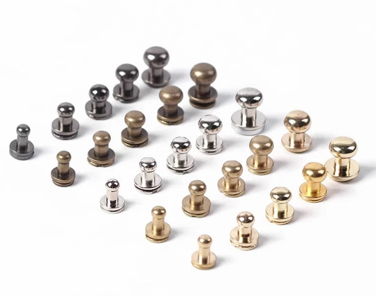 DIY Solid Brass Studs Nail Rivets Round Button StudsMonk Head Screws for Belt Wallet Handbag