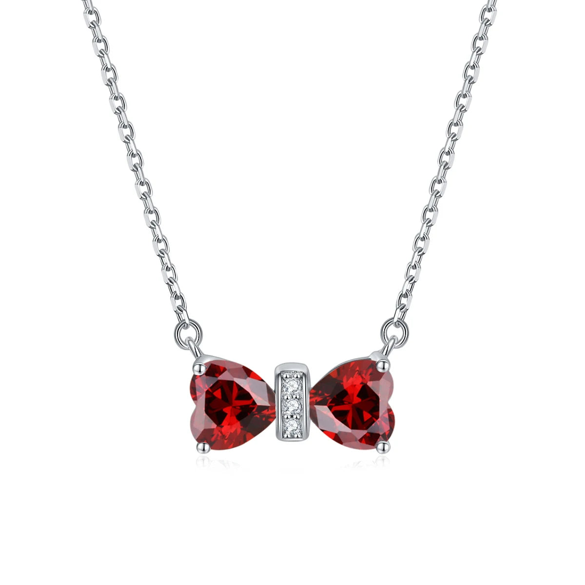 925 Sterling Silver Created Cute Butterfly Shape12 Style Birthstone Pendant Necklace for Women