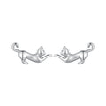 Solid 925 Sterling Silver Cute Cat Drop Dangle Stud Earrings for Women Lovely Girl Birthday Gift Holiday Party Jewelry SCE1630