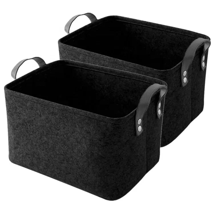 YUJIN Storage Basket with PU HandlesCollapsible Rectangular Storage Bins