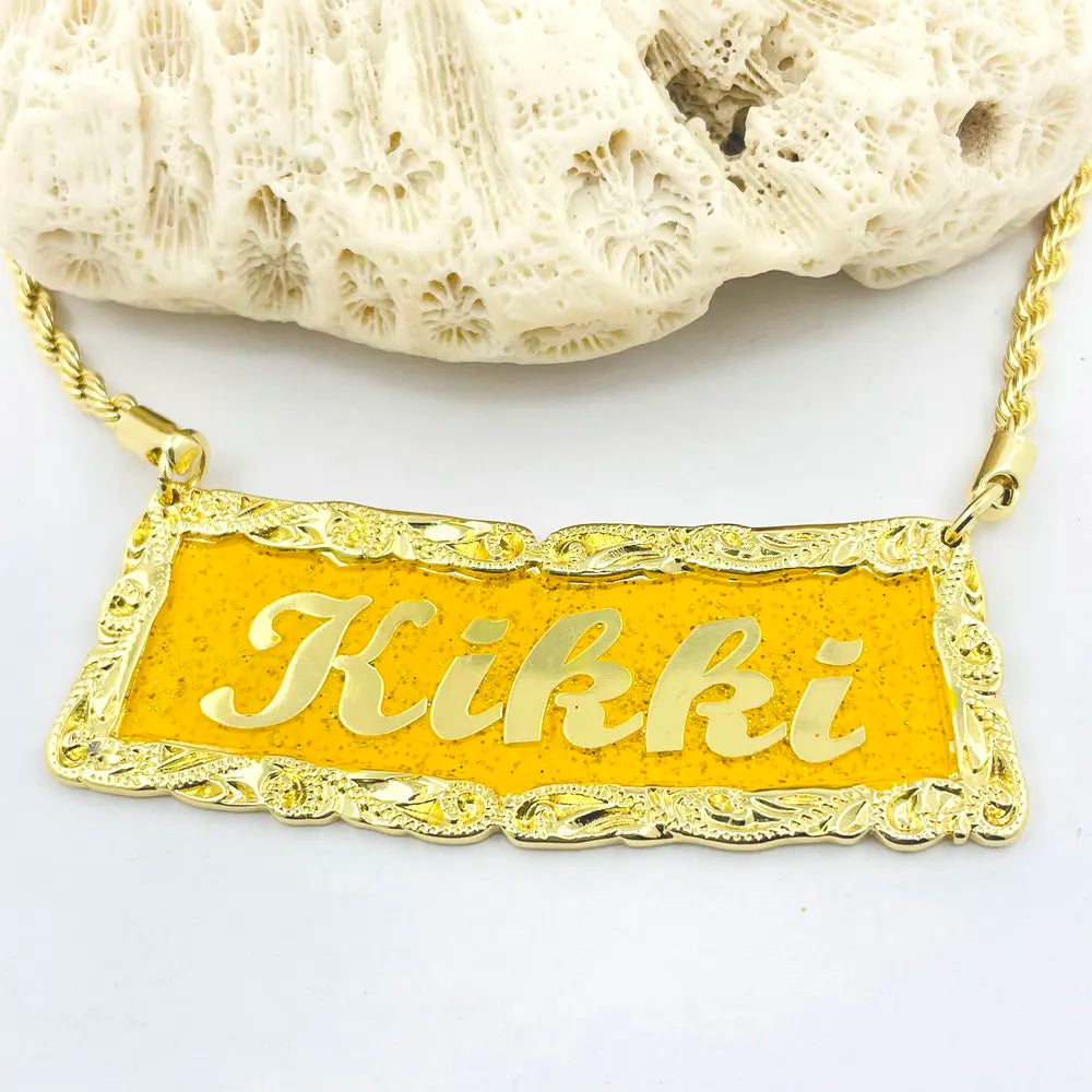 3D Engraved Name Necklace Personalized Plate Rope Chain for Women Girl Kids Drop Ship Orders Can Be Received in 10 Days