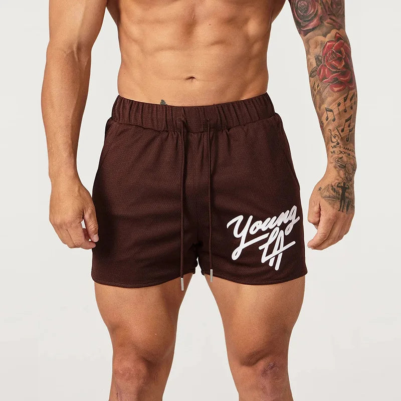 Men's Fitness Plus Size Casual Shorts Summer Gym Workout Breathable Mesh Quick-drying Sportswear Jogging Training Shorts