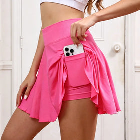 Women's Tennis Skorts with Built-in Shorts High Waist Athletic Design and Phone Pocket