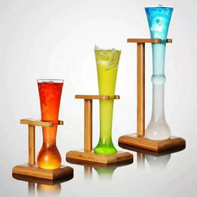 Custom Wedding Couple Bar Use Tall Glasses Hand Blown Huge bar Use Beer Glass Tube bar Drinking Highball Glass with Wooden Frame