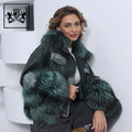 New Arrival Custom  Winter Thick Warm Leather Fur Jacket Women Real Fox Fur Coat