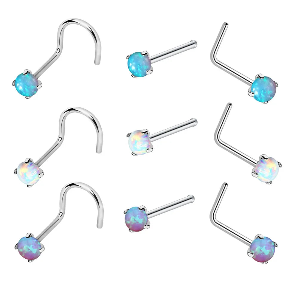 Set of 3 Segment Ring Nose Ring Nostril Piercings Opal Star Clicker Stainless Steel Septum Piercing Women's Jewelry for Gifts
