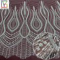 New Design Luxury Bridal Beaded Sequin Mesh Lace Fabric High Density Pearls Beads White Women Wedding Dresses Tulle Lace Fabric
