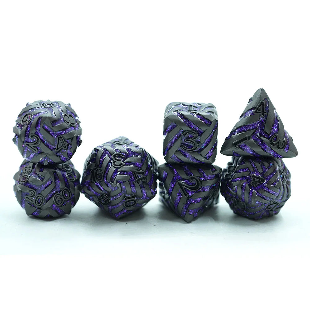 Factory Supply Luxurious Handsome Green and Black Polyhedral Metal Dice Set
