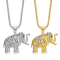 Classics Gold Plated Stainless Steel Jewelry Diamond Encrusted Women Men Necklace African Elephant Hip Hop Pendant Trendy Beads
