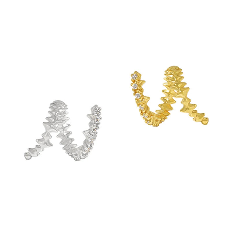 Wuqie 925 Sterling Silver Geometric Line Stud Earring Serpentine Zircon Women Earring