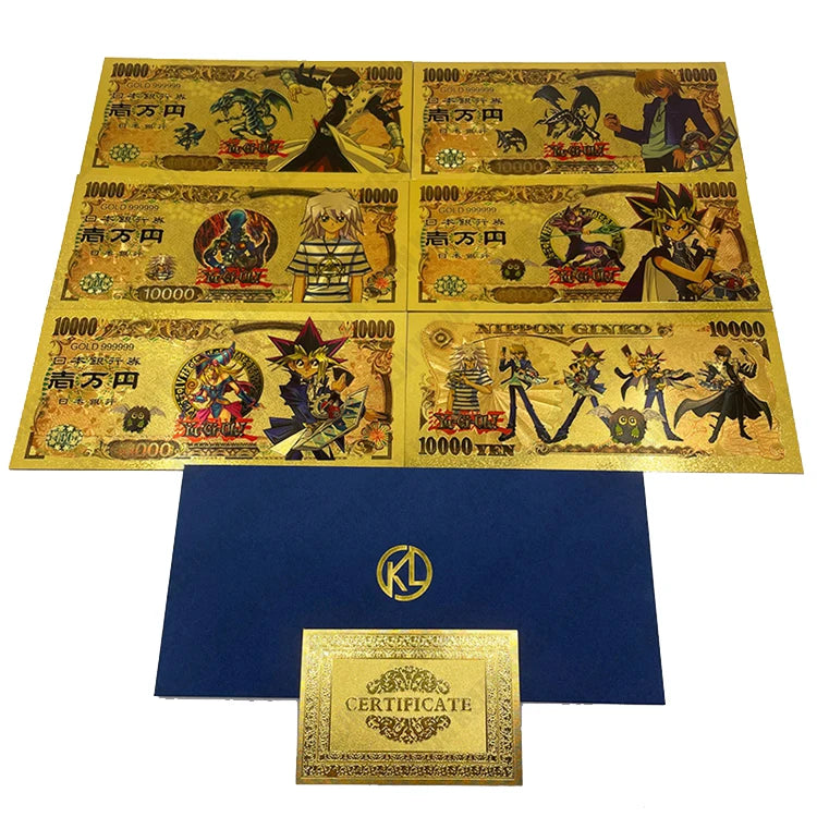 Custom Japan Anime Yu-gi-oh Cards 24k Gold Plated Banknote in Stock