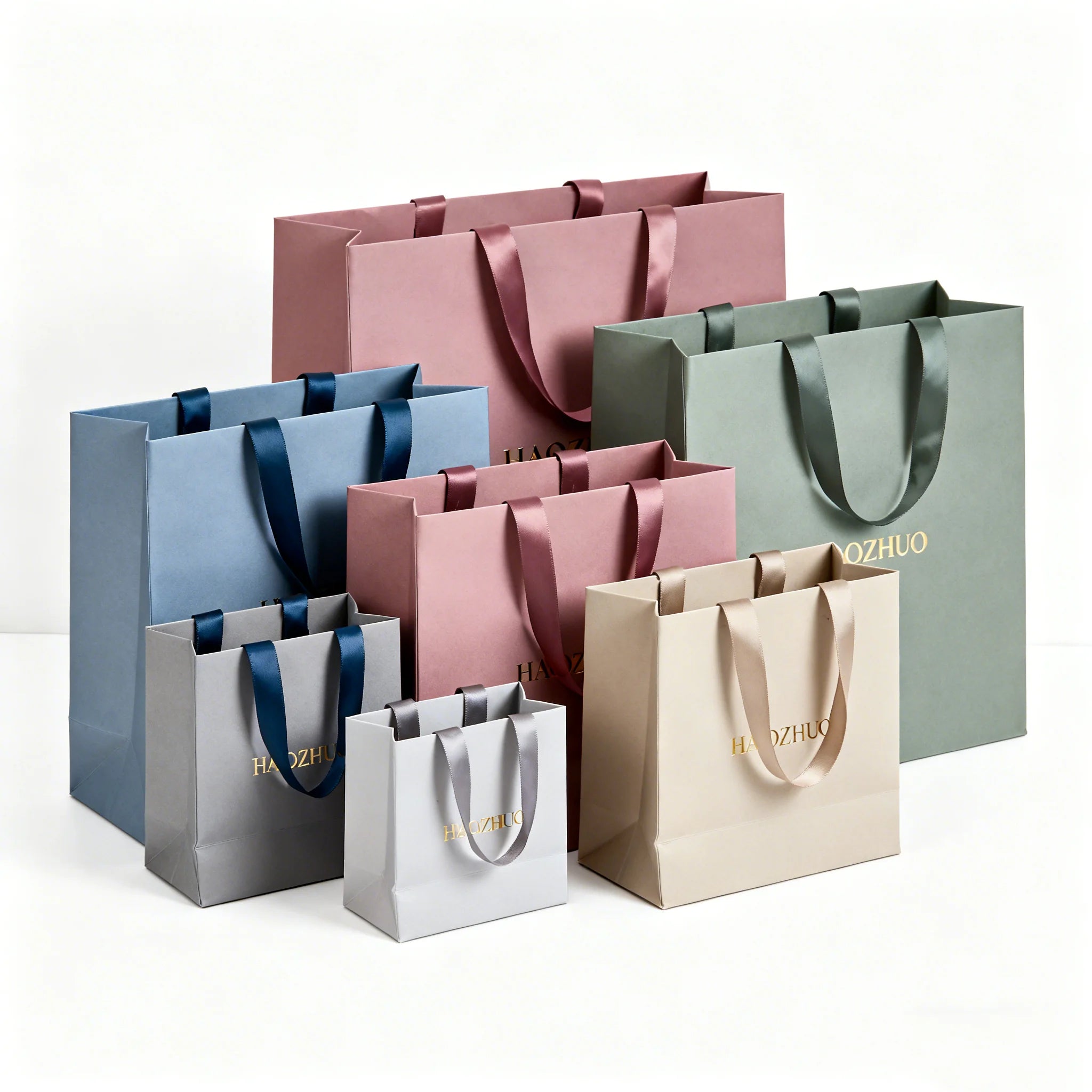 Customizable Paper Bags with Offset Printing for Packaging Clothing Crafts Shoes Underwear with Ribbon Accessories