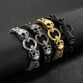KALEN Punk Double Woven Chain 18K Gold Plating Skeleton Skull Head Men Stainless Steel Jewelry Bracelets