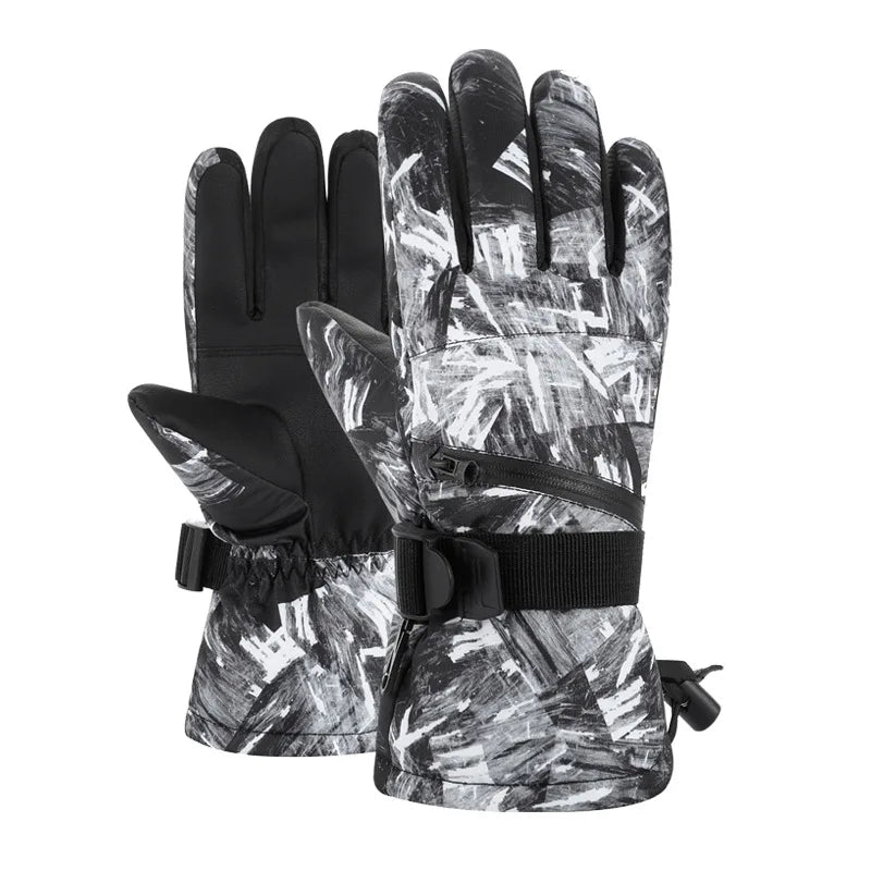Ski Gloves Outdoor Warm Anti-slip Sports Snow Mitten Winter Ski Snowboarding Insulated Polyester Split Finger Waterproof Unisex
