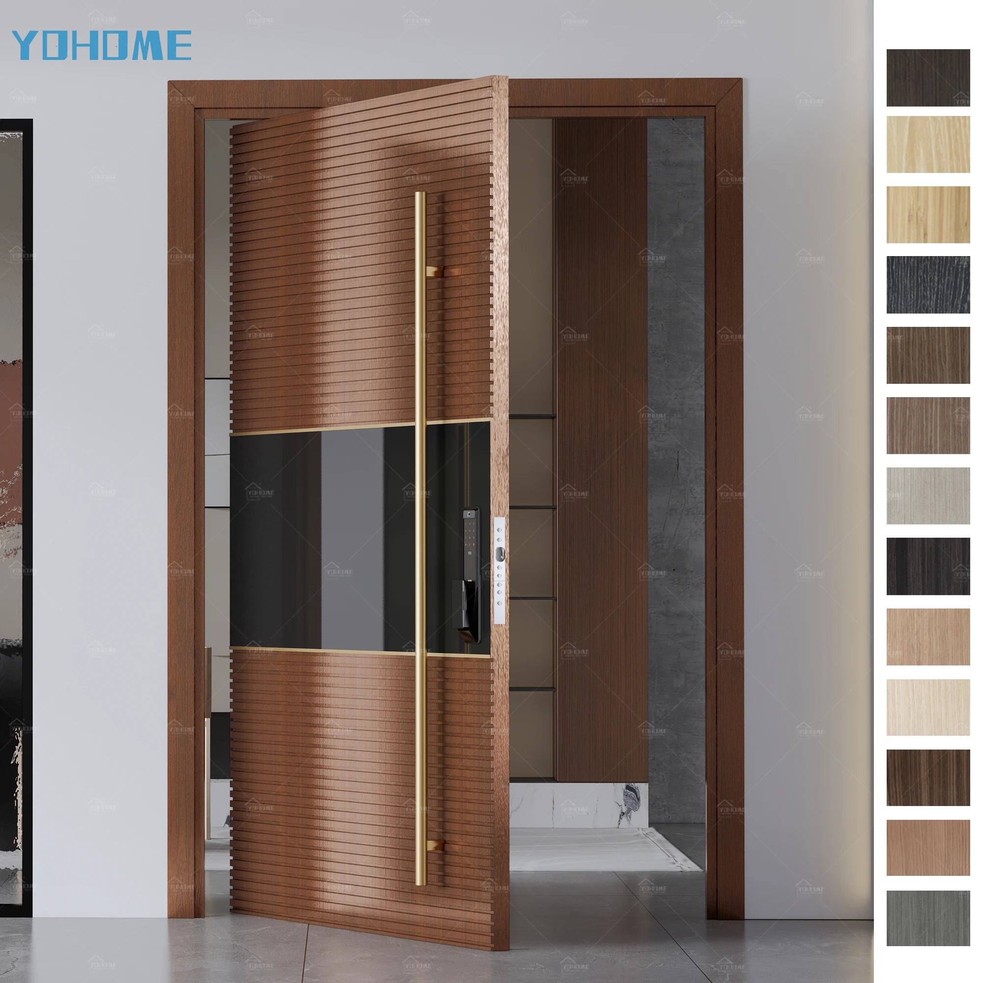 China Top Manufacturer High Security Entrance Door Solid Wood Front Door Main Entrance Wooden Doors
