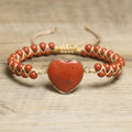 4mm Healing Natural Stone Bracelet for Women Valentines Gift Spiritual Heart Charm Handwoven Natural Red Stone Beaded Bracelet MegaBDM