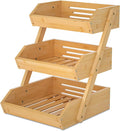 Large 3 Tier Bamboo Fruit Basket Fruit Stand 3 Tier Bamboo Stand for Kitchen Countertop Fruit Holder Wood