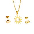 Wholesale Boho Stainless Steel 18k Gold Plated the Sun Pendant Necklace Earring Set Jewelry Supplier