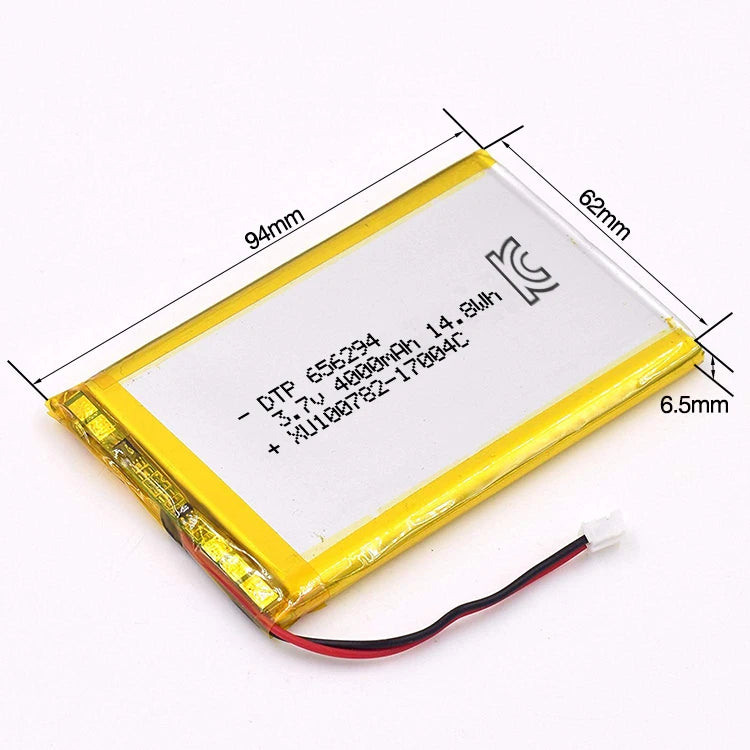 Factory Price 3.7V 4000mAh 14.8Wh DTP 656294 DTP 606090 Pouch Lithium Ion Battery for Power Banks