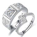 Fashion Korea Style 925 Silver Plated Zircon Crystal Engagement Wedding Lovers Couple Rings Set for Women Men