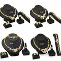 New Arrival Real 24K Gold Plated Dubai Jewelry Set Wedding Bride Statement Diamond Heart Charm Fashion Jewelry Set for Women