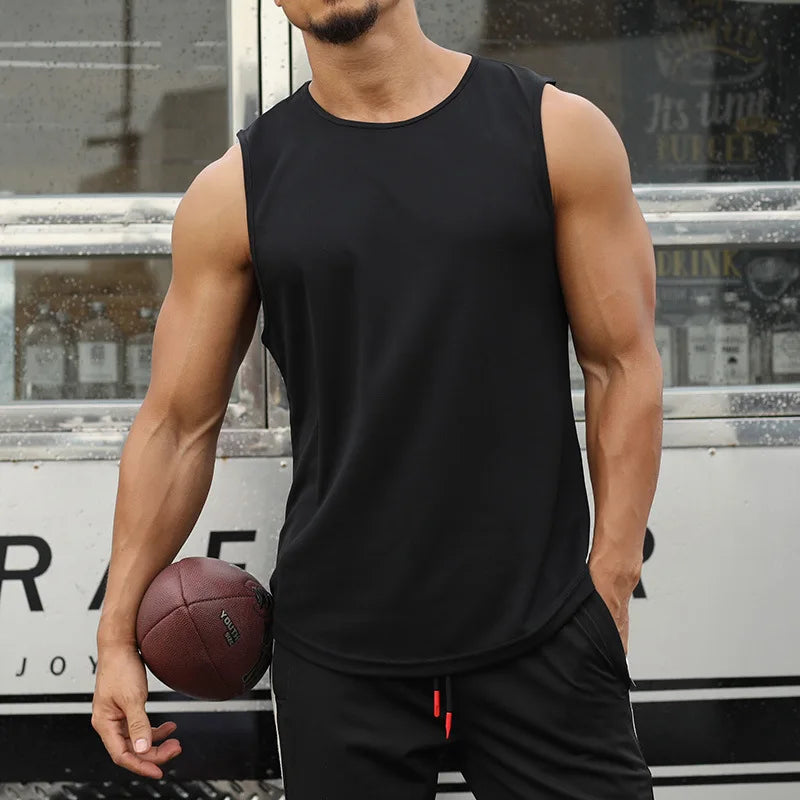 Men's Casual Athletic Stringer Solid Racerback Breathable Quick Dry Gym Wear Tank Top Wholesale Bodybuilding Muscle Workout