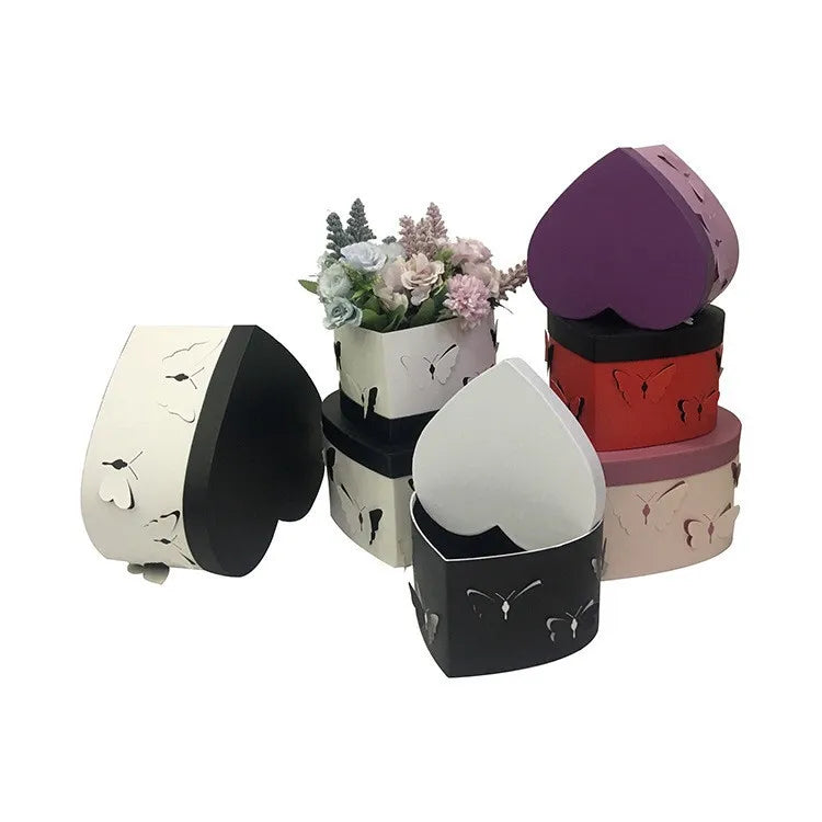 Wholesale Heart-shaped Rose Flower Box With Lids and Heart Box for Flower With Bow